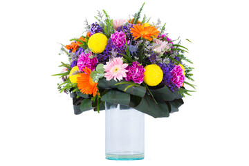 Mix flower vase white background