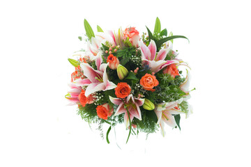 A bouquet of many flower in white background