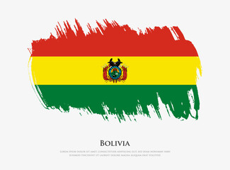 Creative textured flag of Bolivia with brush strokes vector illustration