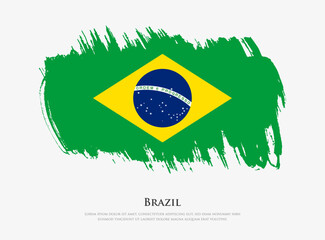 Creative textured flag of Brazil with brush strokes vector illustration