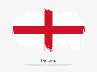 Creative textured flag of England with brush strokes vector illustration