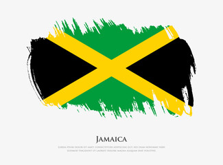 Creative textured flag of Jamaica with brush strokes vector illustration
