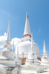 white pagoda at Wat Phramahathat Woramahawihan of thailand