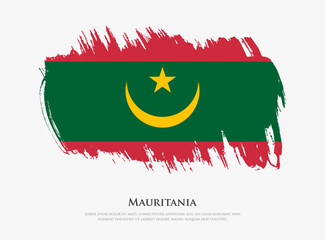 Creative textured flag of Mauritania with brush strokes vector illustration