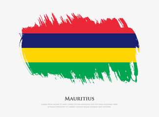 Creative textured flag of Mauritius with brush strokes vector illustration