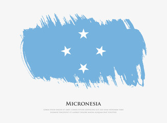 Creative textured flag of Micronesia with brush strokes vector illustration