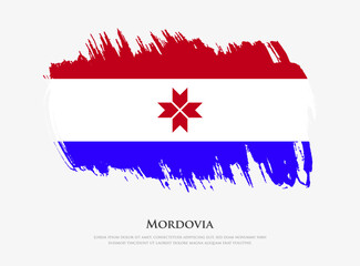 Creative textured flag of Mordovia with brush strokes vector illustration