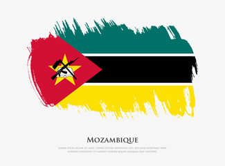 Creative textured flag of Mozambique with brush strokes vector illustration