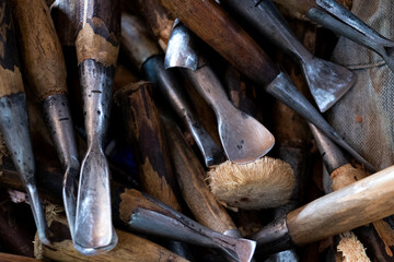 close up carpenter's tools for carving