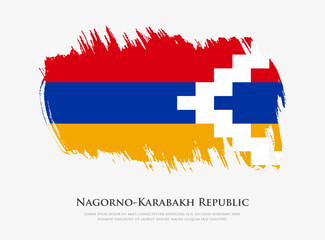 Creative textured flag of Nagorno-Karabakh Republic with brush strokes vector illustration
