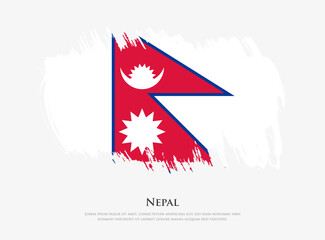 Creative textured flag of Nepal with brush strokes vector illustration