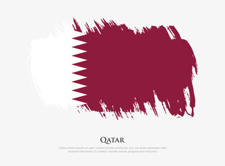 Creative textured flag of Qatar with brush strokes vector illustration