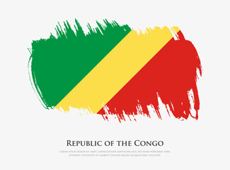 Creative textured flag of Republic of the Congo with brush strokes vector illustration
