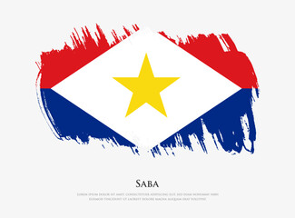 Obraz na płótnie Canvas Creative textured flag of Saba with brush strokes vector illustration