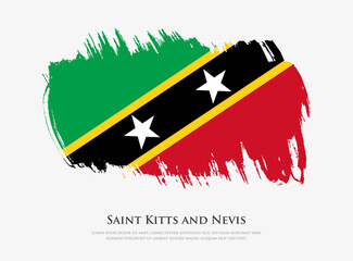 Creative textured flag of Saint Kitts and Nevis with brush strokes vector illustration