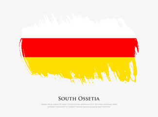 Creative textured flag of South Ossetia with brush strokes vector illustration