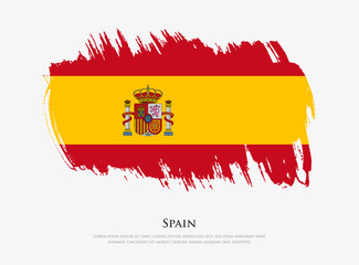 Creative textured flag of Spain with brush strokes vector illustration