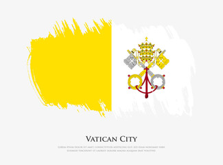 Creative textured flag of Vatican City with brush strokes vector illustration
