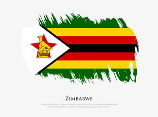 Creative textured flag of Zimbabwe with brush strokes vector illustration