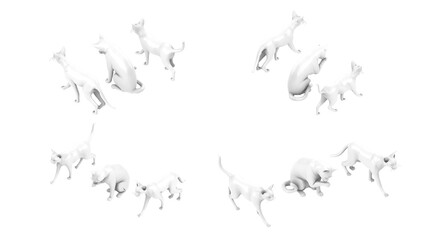 3D High Poly Cats - SET1 Monochromatic - Isometric Views