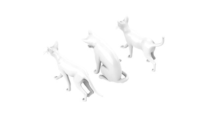 3D High Poly Cats - SET1 Monochromatic - Isometric View 1