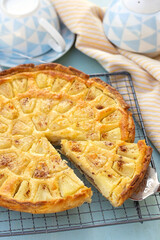 Sweet pineapple tart with mascarpone cream and cinnamon