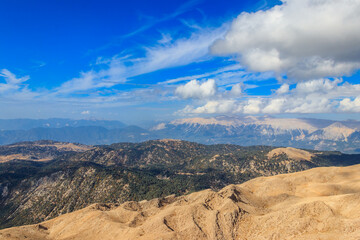 Plakat View of the Taurus mountains from a top of Tahtali mountain near Kemer, Antalya Province in Turkey