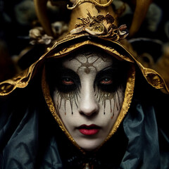 Ai enhanced digital art Creepy Carnival mask series