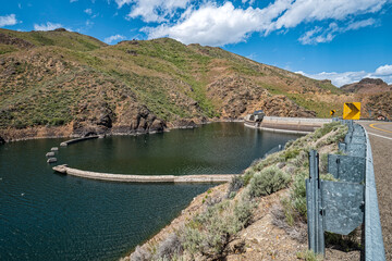 The old arch wall is still visible at the Wild Horse Dam north of Elko, Nevada, USA