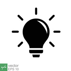 Lamp icon. Simple solid style. Bulb, light, idea, lightbulb, intelligent, think, creative concept. Glyph vector illustration flat symbol isolated on white background. EPS 10.