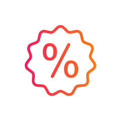 Percentage icon symbol full color. Special offer sign. Discount coupons symbol. Classic flat style. Gradient discount tags icon