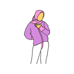 Woman pose line art style