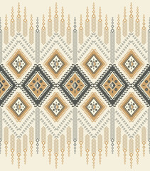 Ethnic geometric vintage pattern. Ethnic border element. Vector ethnic geometric diamond shape seamless pattern background. Embroidery folk pattern for fabric, textile, interior decoration elements.