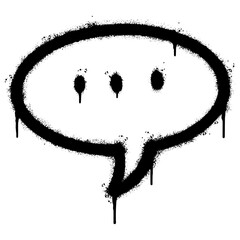 Spray Painted Graffiti Speech bubble icon Sprayed isolated with a white background. graffiti Speech bubble symbol with over spray in black over white. Vector illustration. © Doa Bunda