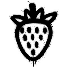 Spray Painted Graffiti Strawberry icon Sprayed isolated with a white background. graffiti Strawberry symbol with over spray in black over white. Vector illustration.