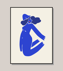  Woman figure in a trendy minimalist style, Inspired by Matisse. Vector Art for creating patterns, posters, covers and postcards. 