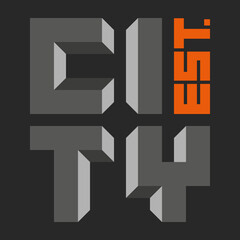 City est words 3d isometric letters creative lettering, square shape inscription print jersey or urban sticker mockup dark background.