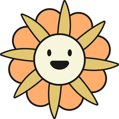 Groovy Flower Retro Cartoon Vector