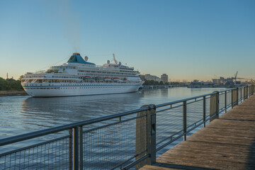 Phoenix cruiseship or cruise ship liner Amera in port of Montreal, Canada on sunny day on St....