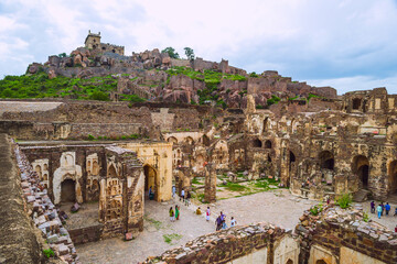 Ruins of the Golconda Fort, Hyderabad District, Telangana, India.