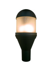 Wall lamp, design modern, beautiful, elegant. Vertical lamp for interior and outdoor decoration, shop, building, house, white background. Turn on the light. clipping path