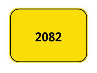 gelbes Ortseingangsschild - Jahr 2082
