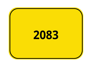 gelbes Ortseingangsschild - Jahr 2083