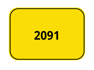 gelbes Ortseingangsschild - Jahr 2091