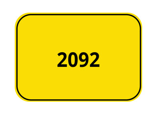 gelbes Ortseingangsschild - Jahr 2092