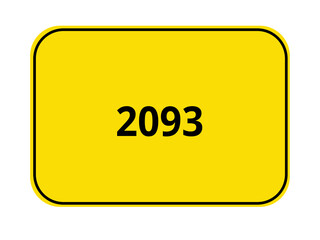 gelbes Ortseingangsschild - Jahr 2093