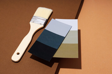 Color palettes and brush on two tone background