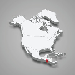 El Salvador country location within North America. 3d map