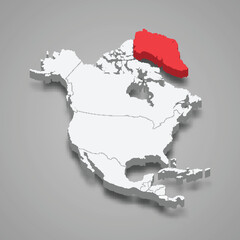 Greenland country location within North America. 3d map © magr80
