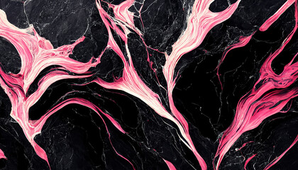 Abstract luxury marble background. Modern digital painting. Black and pink colors. 3d illustration